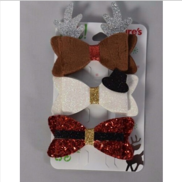 hair Clip//Glitter Hair Bow White Hair Bow Clips Girls Hair Bows Red